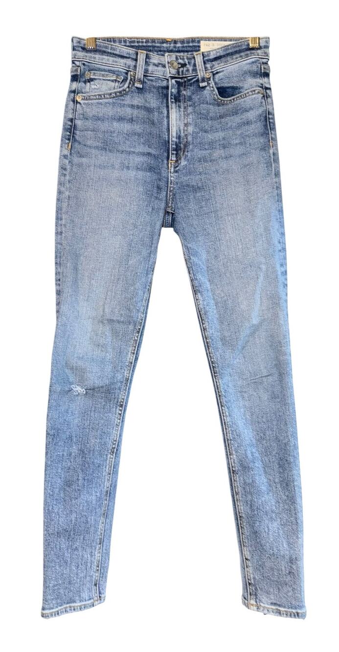 Rag & Bone Nina High Rise Skinny Jeans Womens 27 Preppy Stretch Distressed Ankle